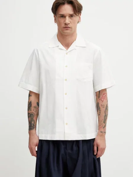 A.P.C. cămașă bărbați cu amestec de in Chemise Manches Courtes bej