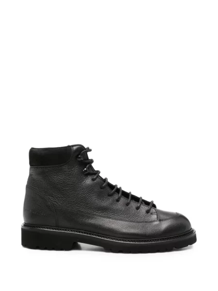 Cizme scurte Common Projects cu șireturi din piele negru