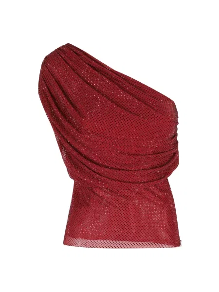 Kryształ górski udrapować top Self-portrait drapowany czerwony