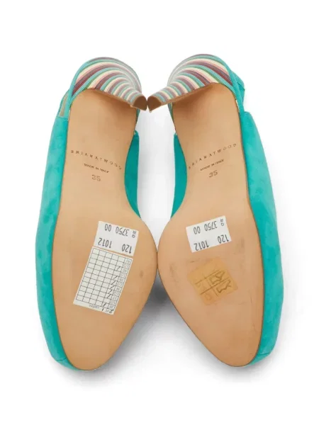 Pantofi cu toc Brian Atwood din piele de căprioară cu platformă albastru