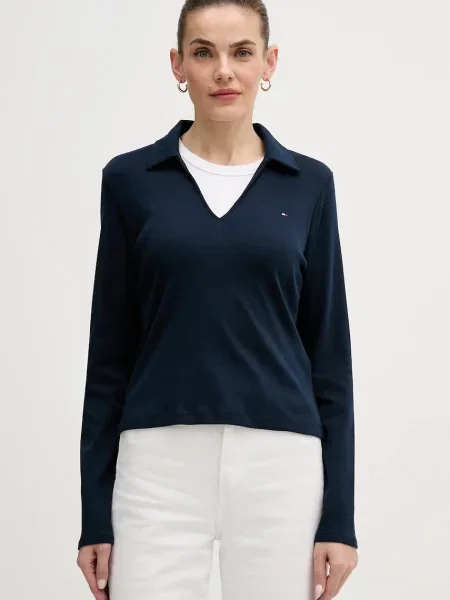 Tricou cu mânecă lungă Tommy Hilfiger albastru