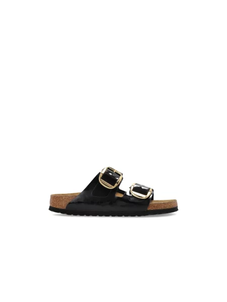 Klapki Birkenstock na sprzączkę skórzane czarne