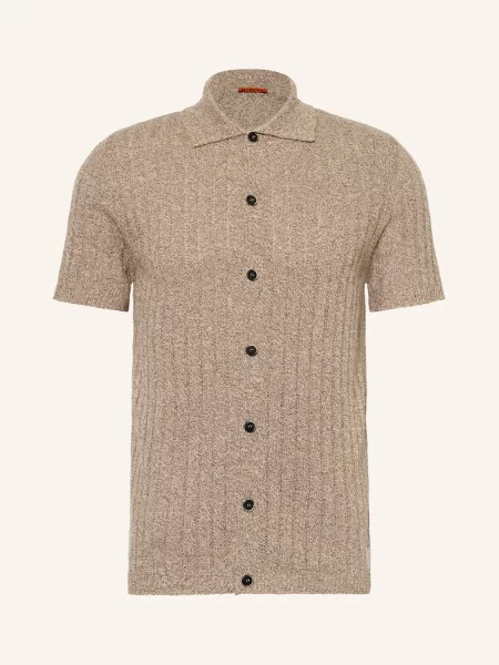 Barena Venezia Košile Kurzam Elo Extra Slim Fit S Lnem velbloudí