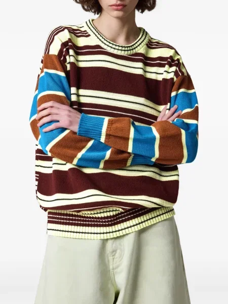 Pulover Paul Smith cu dungi tricotate maro
