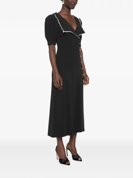Gulerat rochie midi Alessandra Rich din dantelă negru