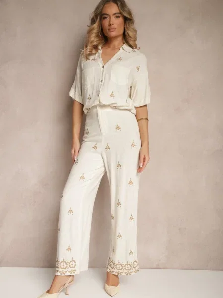 Pantaloni Olerina cu bej alb