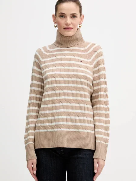 Lekki golf Tommy Hilfiger wełniany safari beżowy