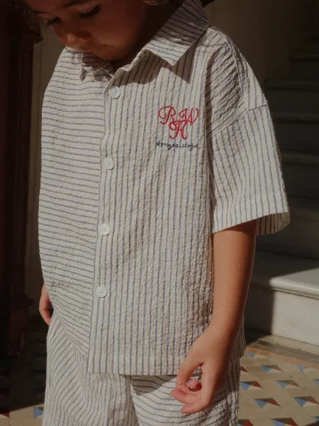 Konges Sløjd Dětská košile RHW X KS DUO SHIRT GOTS modrá