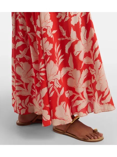 Rochie maxi Poupette St Barth cu model floral roșu