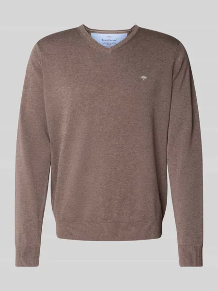 Sweter z dekoltem w serek Fynch-hatton brązowy