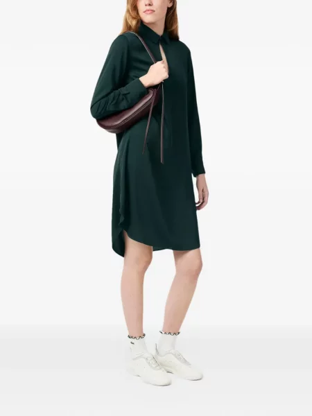 Gulerat rochie tip cămașă Lacoste din crep verde