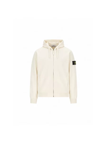 Bluza z kapturem Stone Island z kapturem z kamieniami biała