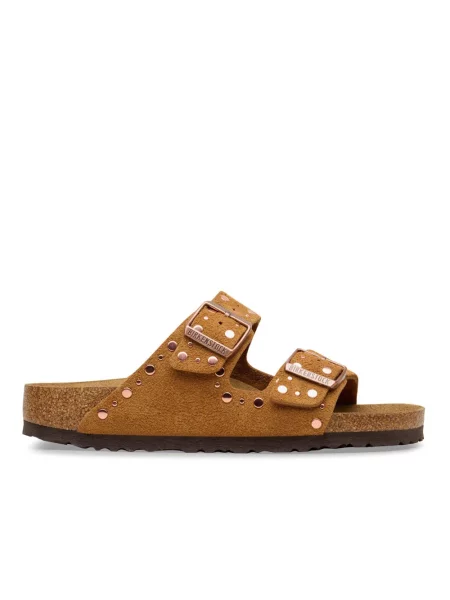 Klapki Birkenstock skórzane brązowe