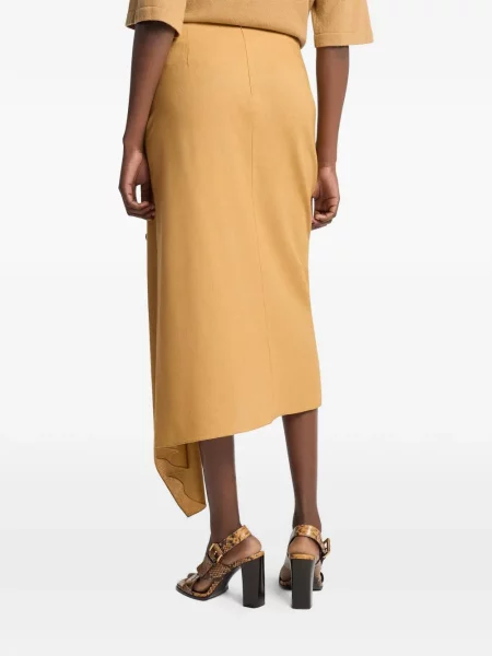 Плисирани панталон Michael Kors Collection с волани на райета кафяво