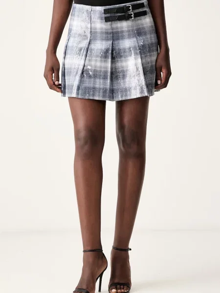 Levi's fustă din denim INVERTED PLEAT MINI albastru