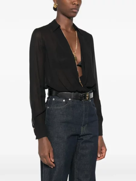 Lung top Elisabetta Franchi plic negru