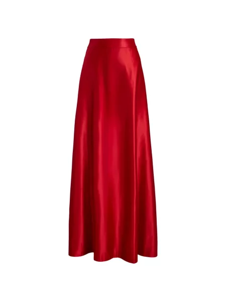 Fusta maxi Lauren Ralph Lauren din satin în linie A roșu