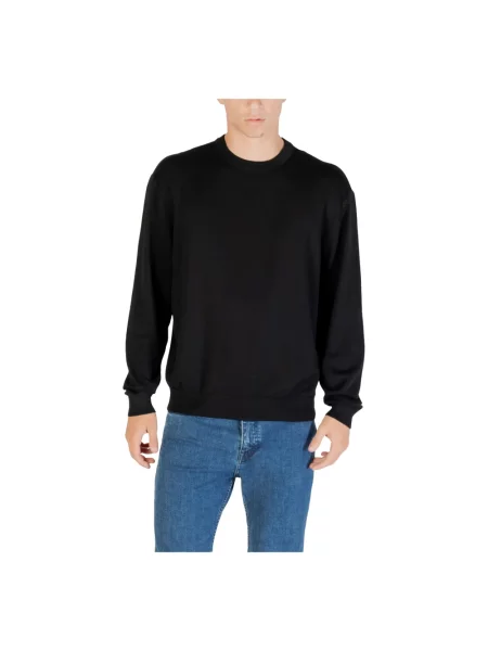 Sweter Armani Exchange z okrągłym dekoltem klasyczny czarny