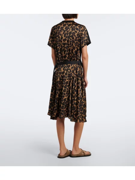 Rochie midi Sacai cu imagine cu model leopard din jerseu