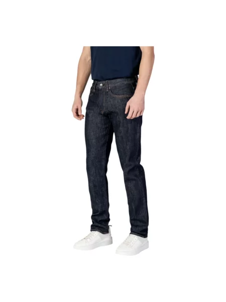 Jeansy Armani Exchange z nadrukiem niebieskie