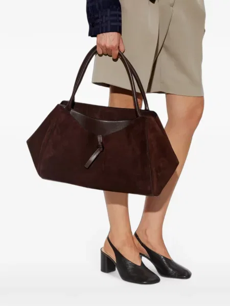 Geantă shopper Neous din piele de căprioară maro