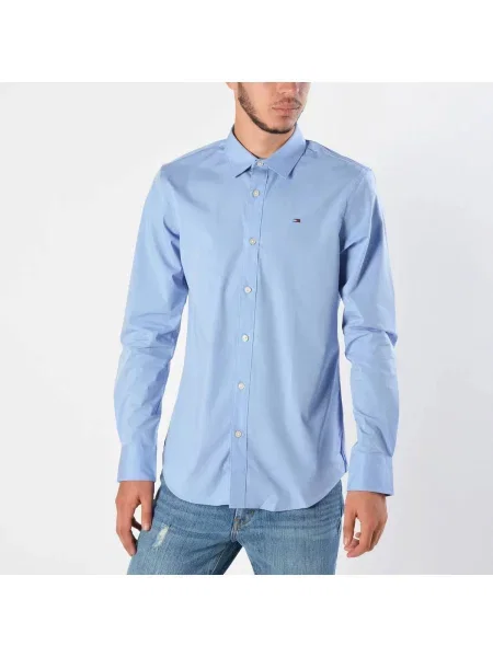 Cămașă de blugi Tommy Jeans stretch albastru