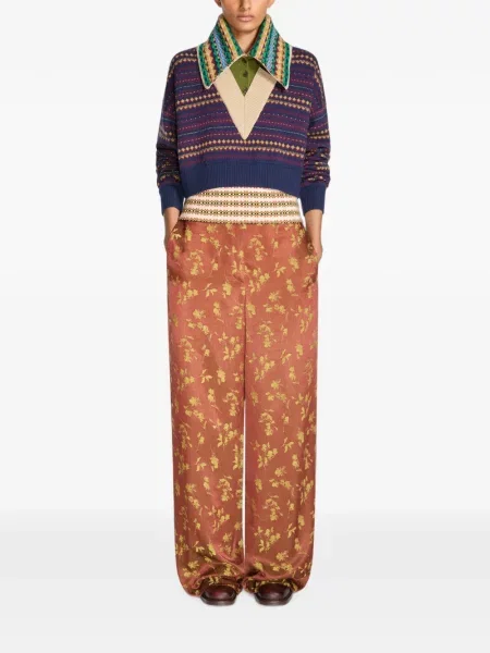 Pantaloni Dries Van Noten din jacard maro