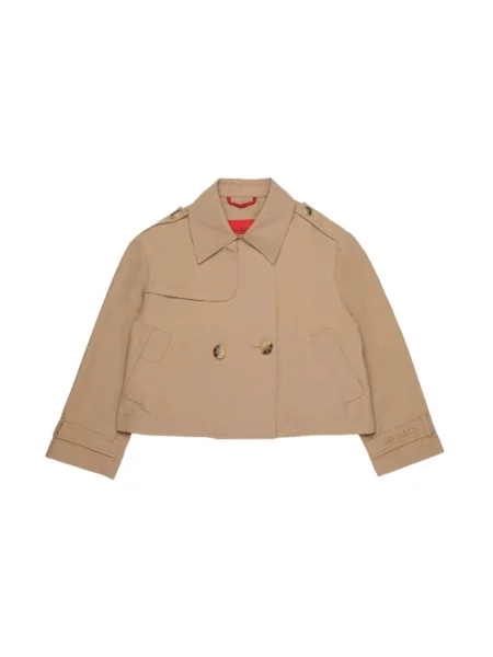 Płaszcz dwurzędowy Max & Co dwurzędowy z autografem beżowy