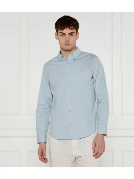 Hosszú ujjú klasszikus hosszú ing Calvin Klein kék