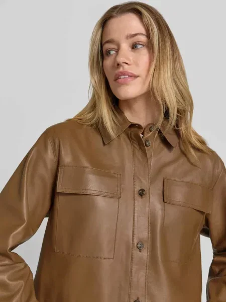 Pudełkowy krój kurtka skórzana z prawdziwej skóra jagnięca model PIOVRA' Weekend Max Mara