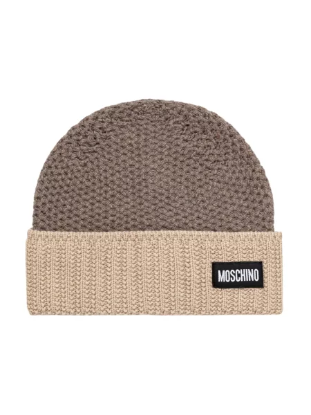 Moschino czapka z wełną beżowa