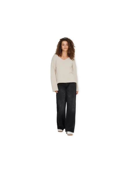 Pulover Only tricotate cu strasuri bej