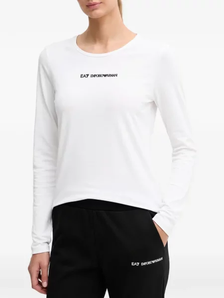 Hosszú póló Ea7 Emporio Armani nyomtatás fehér