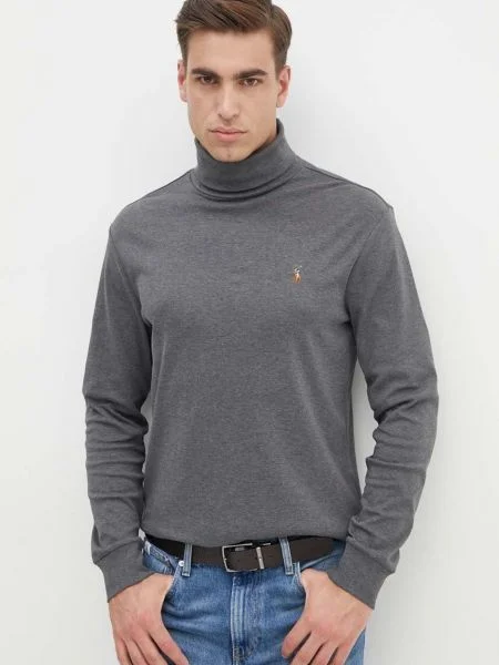 Pulover Polo Ralph Lauren lagani s dolčevitom siva
