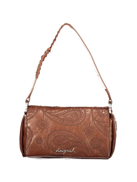 Geanta crossbody Desigual cu model paisley țesută cu bretele maro