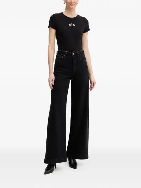Tricou Armani Exchange cu autograf negru