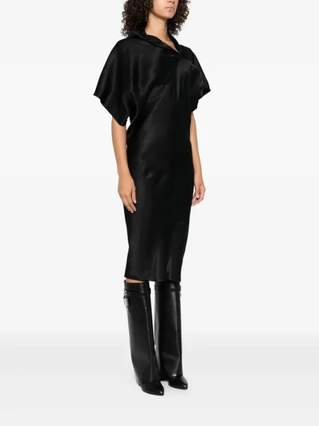 Rochie midi Rick Owens drapată până la genunchi cu un umăr gol albastru