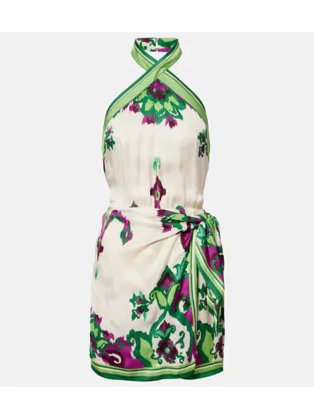 Rochie Poupette St Barth cu imagine cu gât halter verde