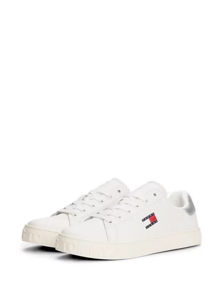 Top Tommy Jeans cu autograf alb