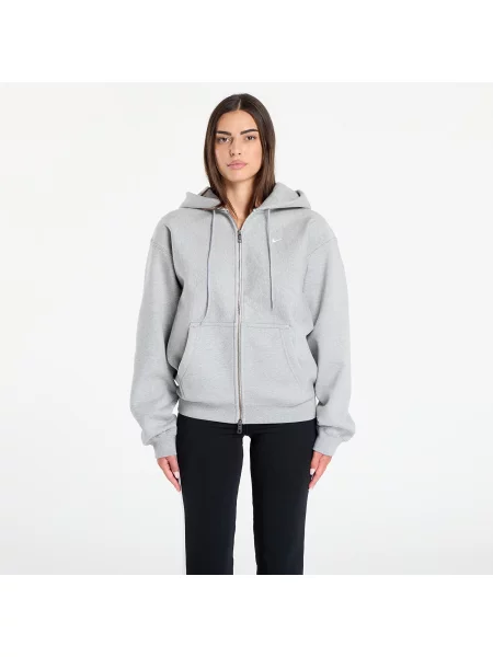 Суитшърт Nike Solo Swoosh Full-Zip Fleece Hoodie Dk Grey Heather/ Lt Smoke Grey/ White L бяло
