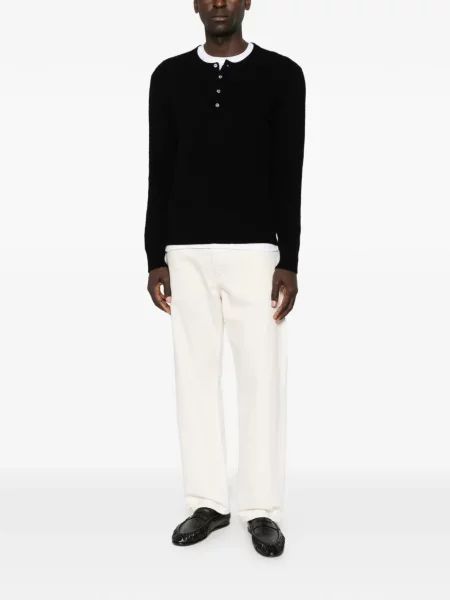 Pulover Roberto Collina cu guler henley negru