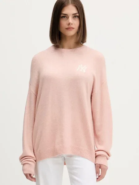 New Era pulover din amestec de lână light portocaliu