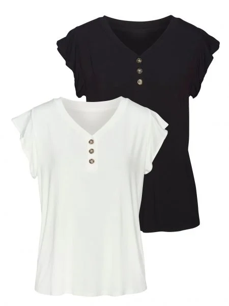 LASCANA Majica črna bela