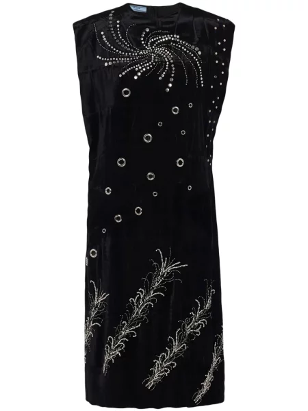 Rochie fără mâneci Prada cu broderie fără mâneci de costum negru
