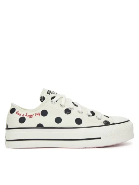 Converse Plátěnky Chuck Taylor All Star Lift Platform Polka Dots béžová