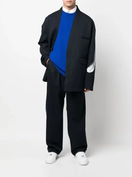 Μάλλινος μπλέιζερ Marcelo Burlon County Of Milan με φτερά μπλε