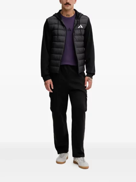 Pruhované kalhoty Adidas s výšivkou na platformě černé