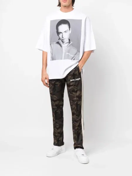 Tricou Palm Angels cu imagine alb