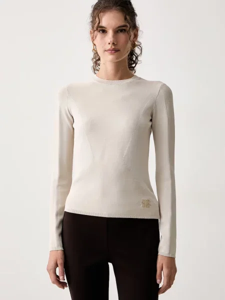 Armani Exchange pulover pentru femei cu vâscoză bej