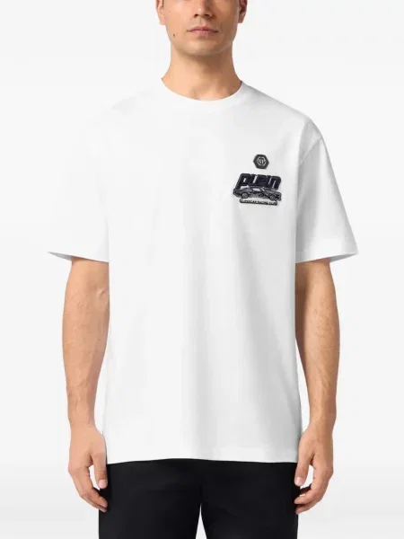 Tricou Philipp Plein din jerseu alb